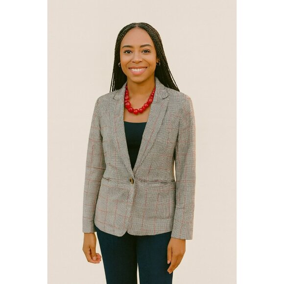 J. Crew Houndstooth Blazer Womens 10 Parke Checkered Pattern Polyester Blend - Picture 1 of 11